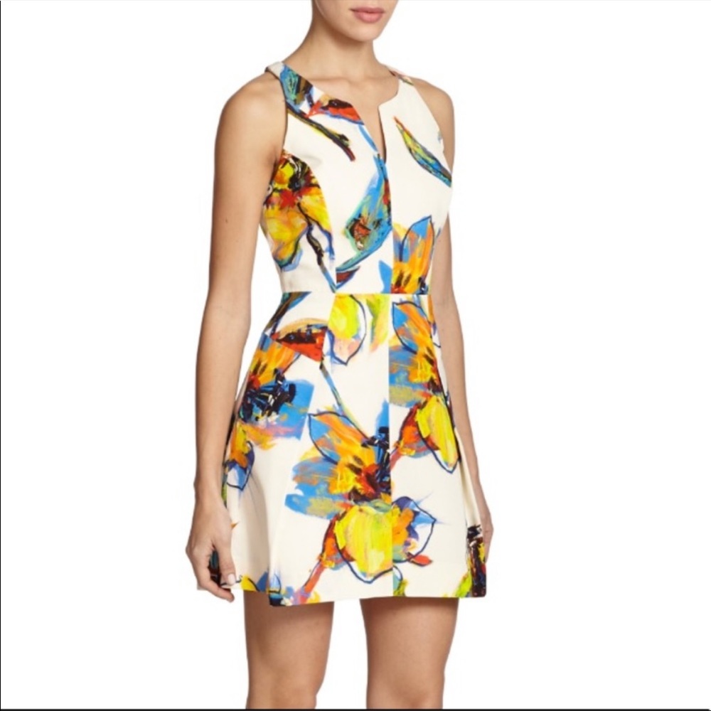 Milly pop art floral racerback dress white 10